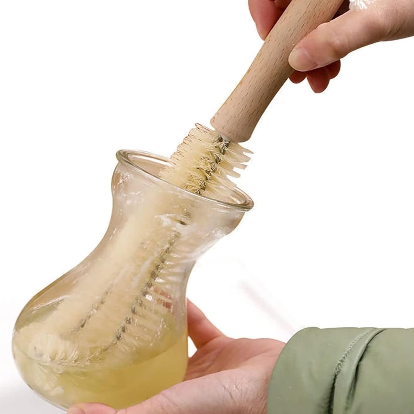 13 inch Bottle Brush, Bristle Brush with Wood Handle, Washing Brush with Wooden Handle, Kitchen Cleaning Tool, Brushes for Dish, Tumbler, Teapot, Cup, Pan