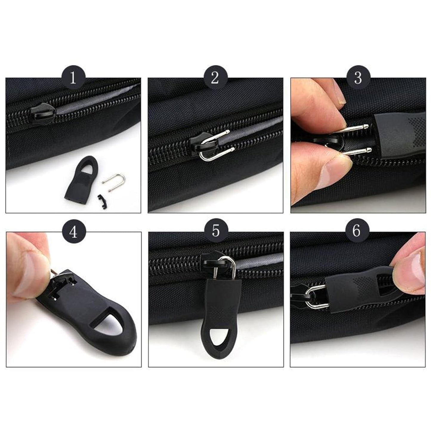 Zipper Pull Tab Zipper Tags Cord Pulls Zipper Extension Zip Fixer for Luggage Suitcase Backpack Jacket Bags Style Metal Zipper Head Zip Fixer Tags Handbag Backpack Plastic (5 Pc)