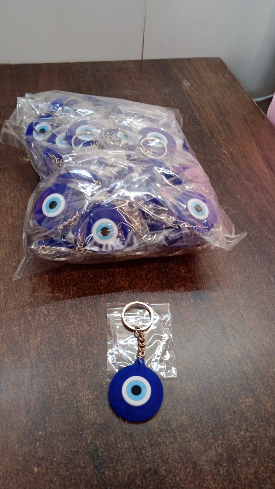 Evil Eye Rubber / Silicone Keychain (4 Pcs / Blue Color)