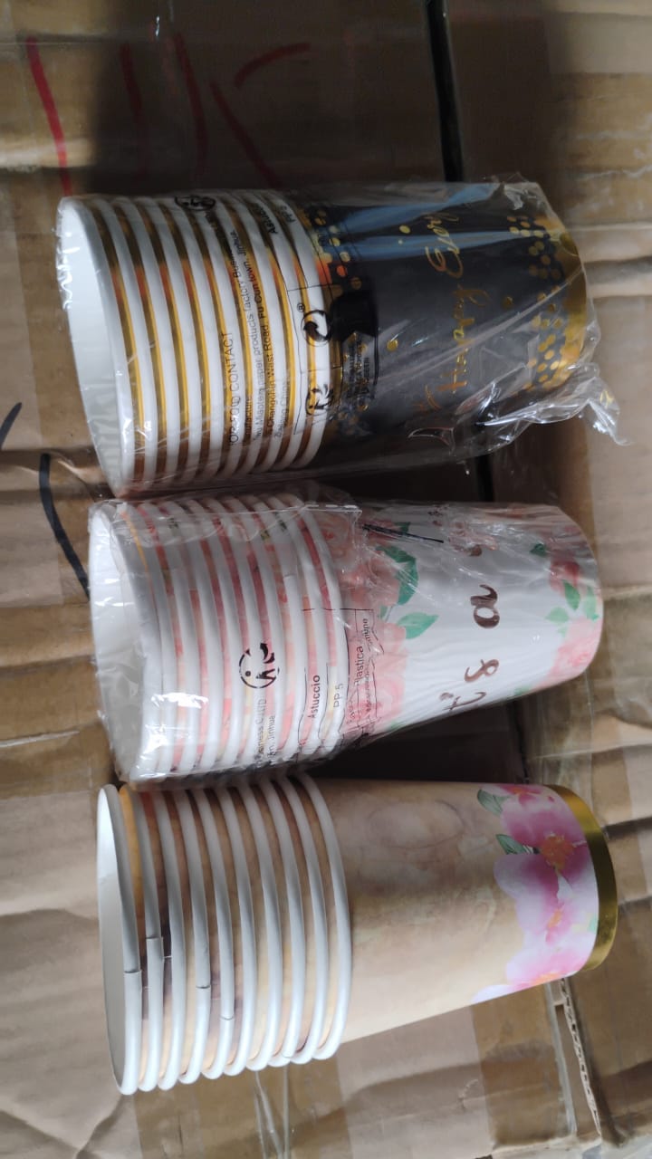 Disposable Paper Cups, Disposable Tea, Coffee Cups (9 Pcs Set / Mix Color)