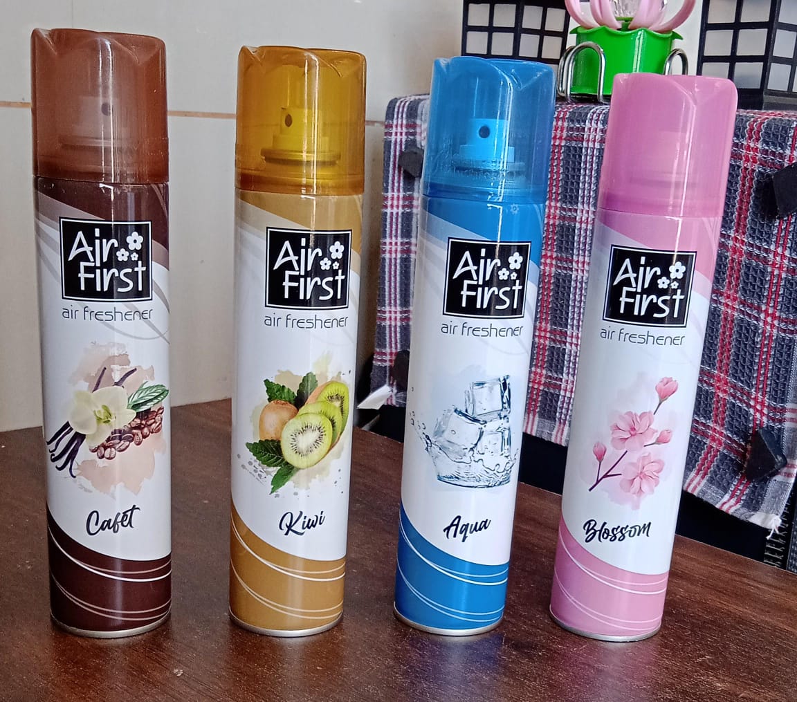 Air Freshener | Used In Office, Home, Hotels, Banquets, Carpet Etc, Room Spray Air Freshener, Mix Fragrance Lemon, Kiwi, Blossom, Aqua, Cafet (300 Ml Approx / 1 Pc)