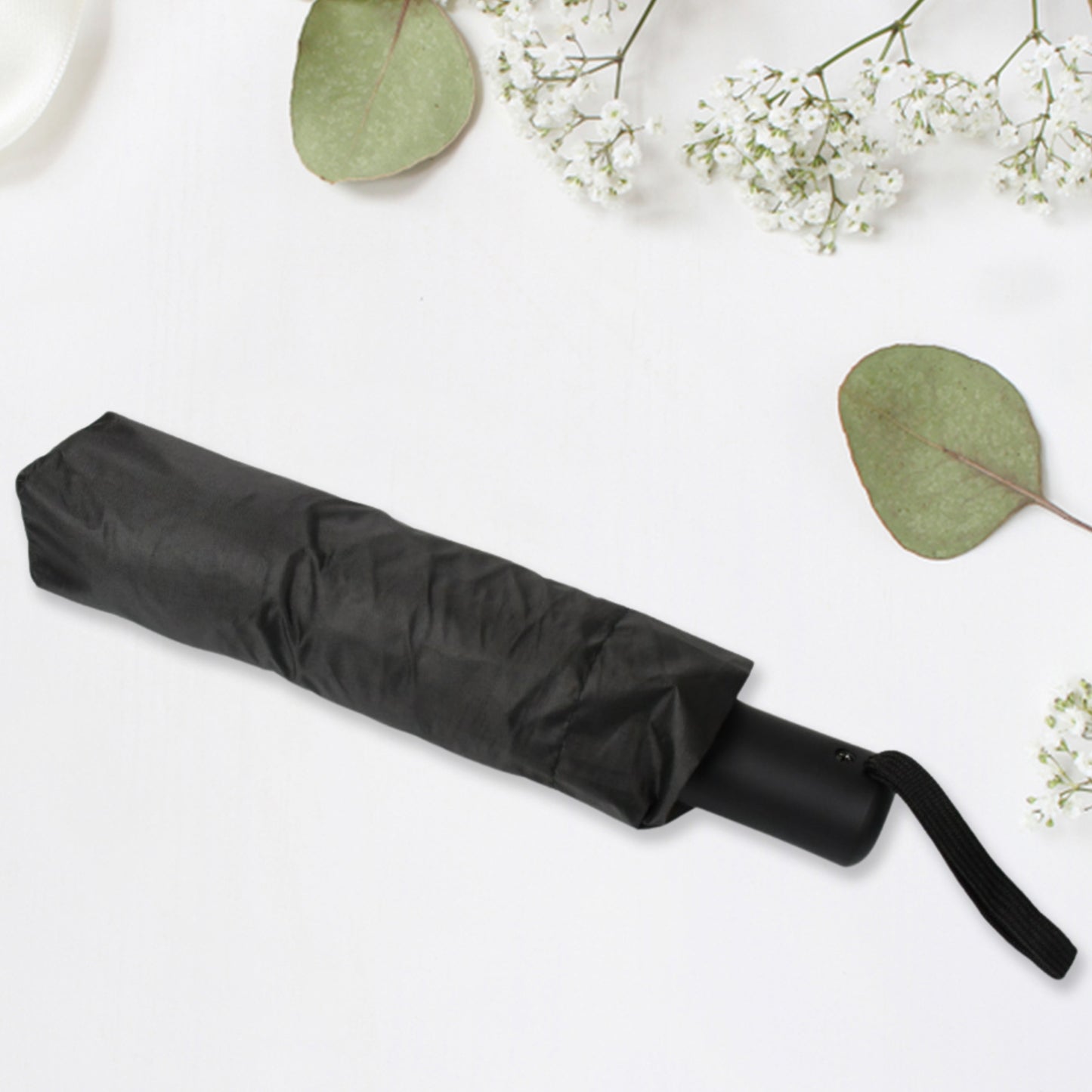 12744 2 Fold Manual Open Umbrella Windproof Sunproof Rainproof With Sturdy Steel Shaft Wrist Straps Easy To Hold Carry Umbrella For Women Men Kids