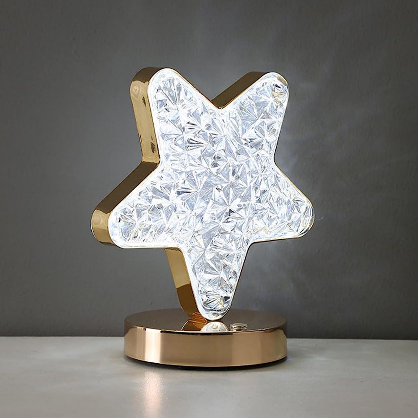 12571 Star Shape Crystal Diamond Lamp Cordless Luxury Lamp With Usb Rechargeable 3-way Dimmable Touch Control Decorative Nightstand Lamp For Bedroom Living Room Party Restaurant Decor (1 Pc )