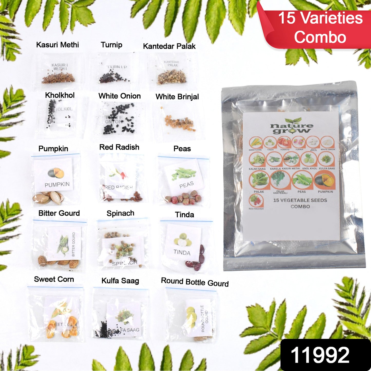 15 Varieties Of Vegetable Seeds Combo (1 Pkt. 15 Varieties)