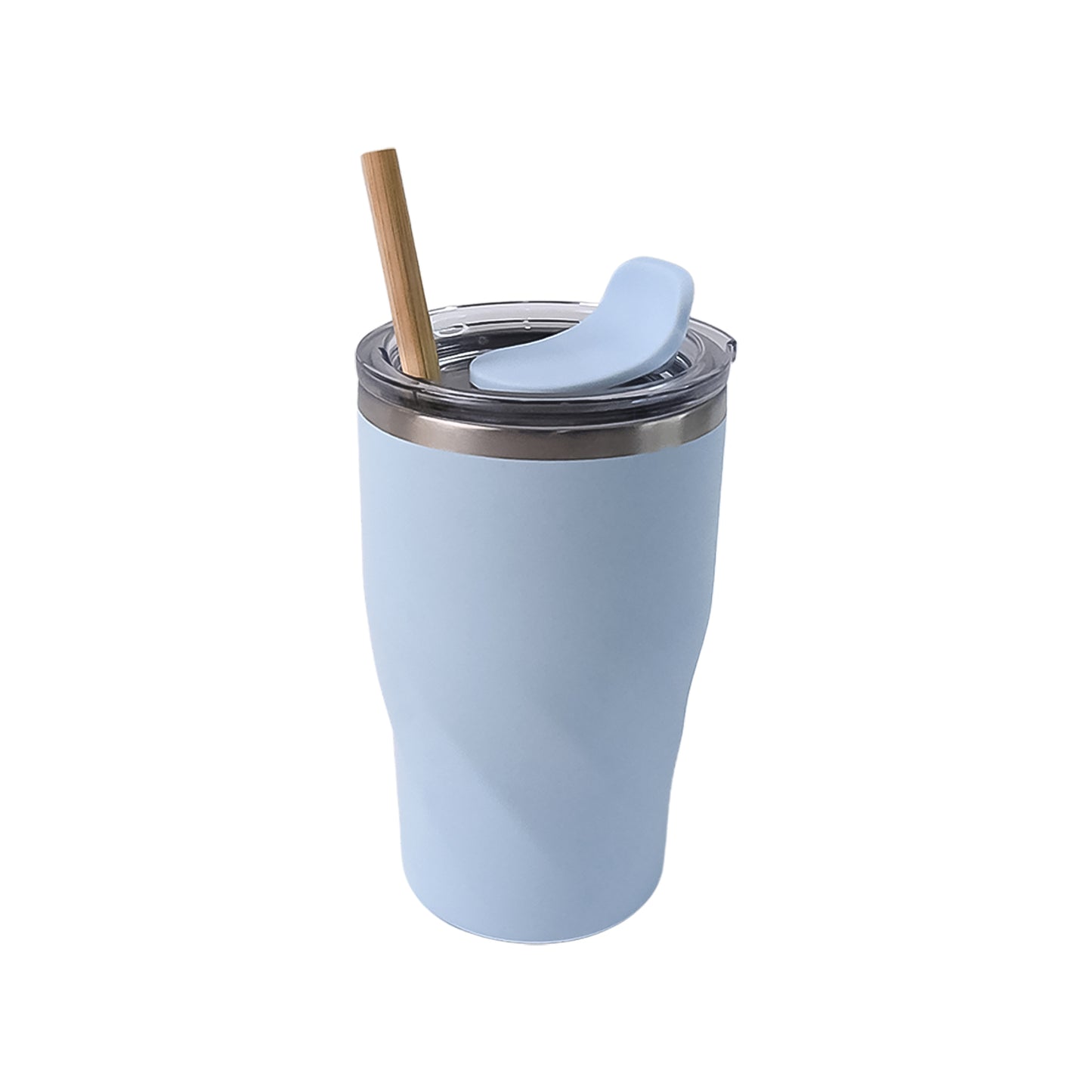 Stainless Steel Insulated Coffee Mug With Wooden Straw (350ml Approx)