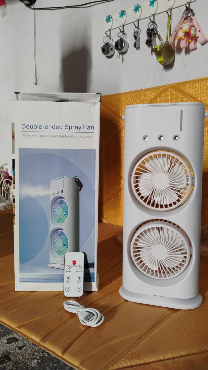 Electric Fan Desktop Double-head Powerful Air Cooler (1 Pc With Remote)