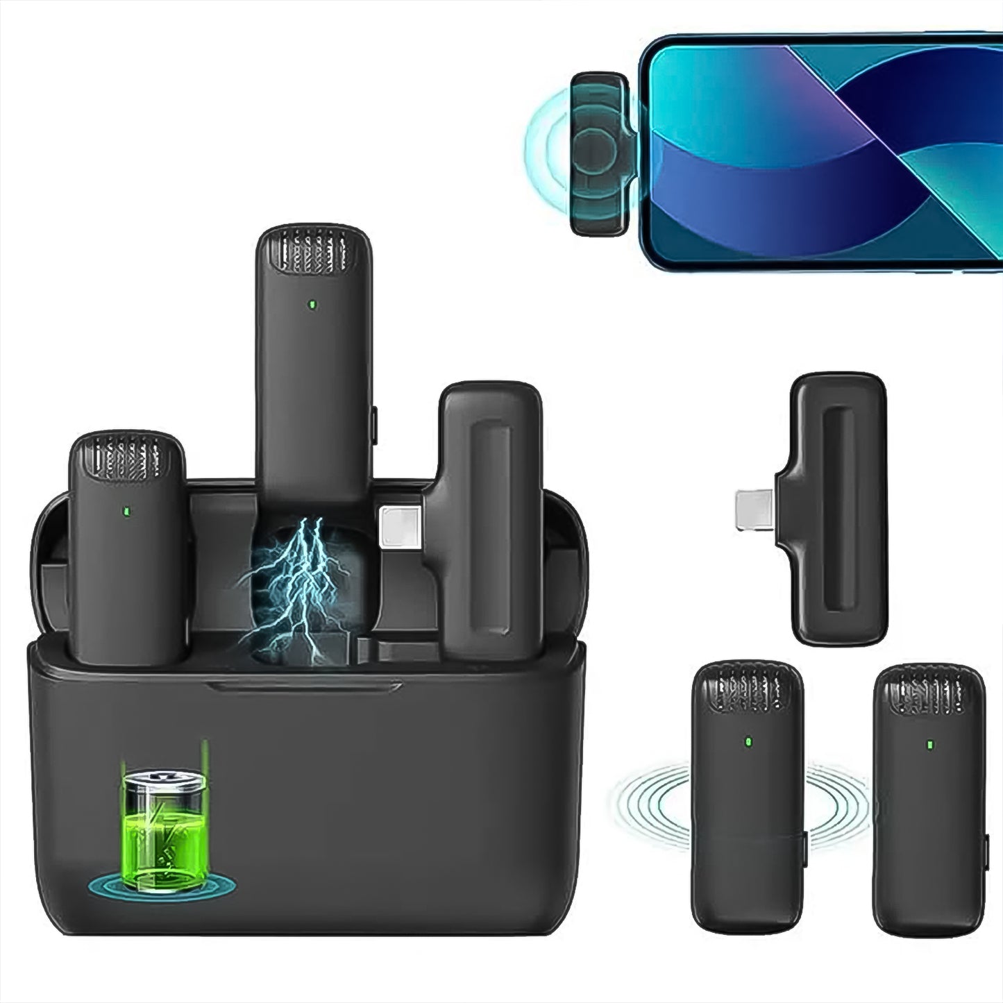 Wireless Microphones Collar Mic For All Smart Phone Type-c (1 Set)