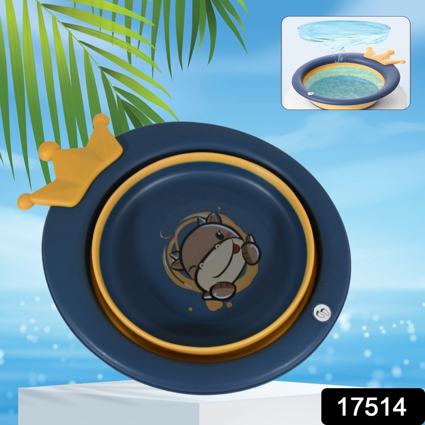 17514 Cartoon Shape Wash Basin Space Saving Multi Function Foldable Baby Wash Basin Easy Clean Lightweight Thicken For Washing Face For Home (33x31 Cm 1 Pc)