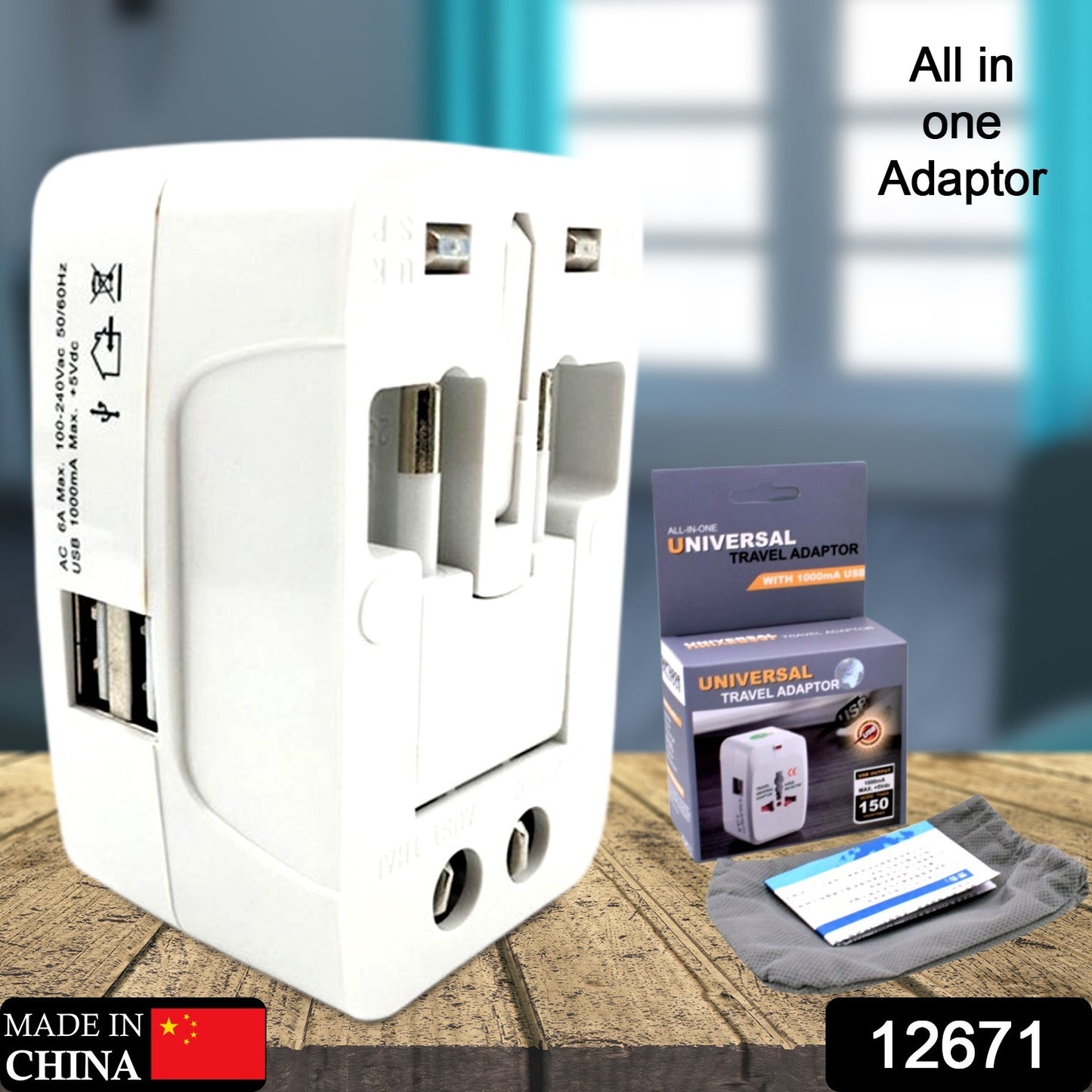 12671 All-in-one Universal Worldwide Travelling Ac Adaptor Plug (Au Uk Us Eu) International Power Charger Electric Usb Power Plug Socket Adapter Converter (1 Pc)