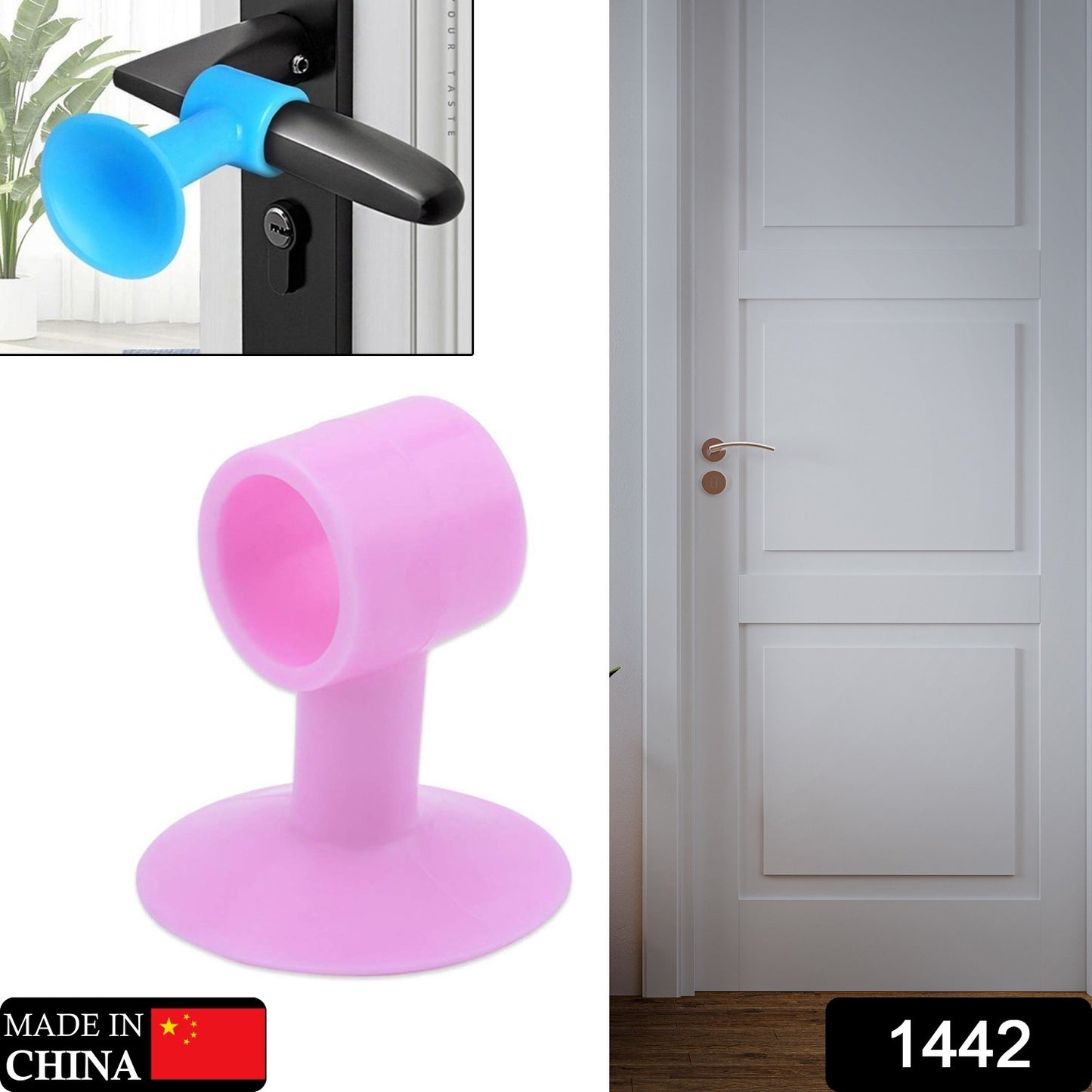 1442 Door Stopper Mini Anti-collision Silicone Door Handle Crash Pad-2 pcs