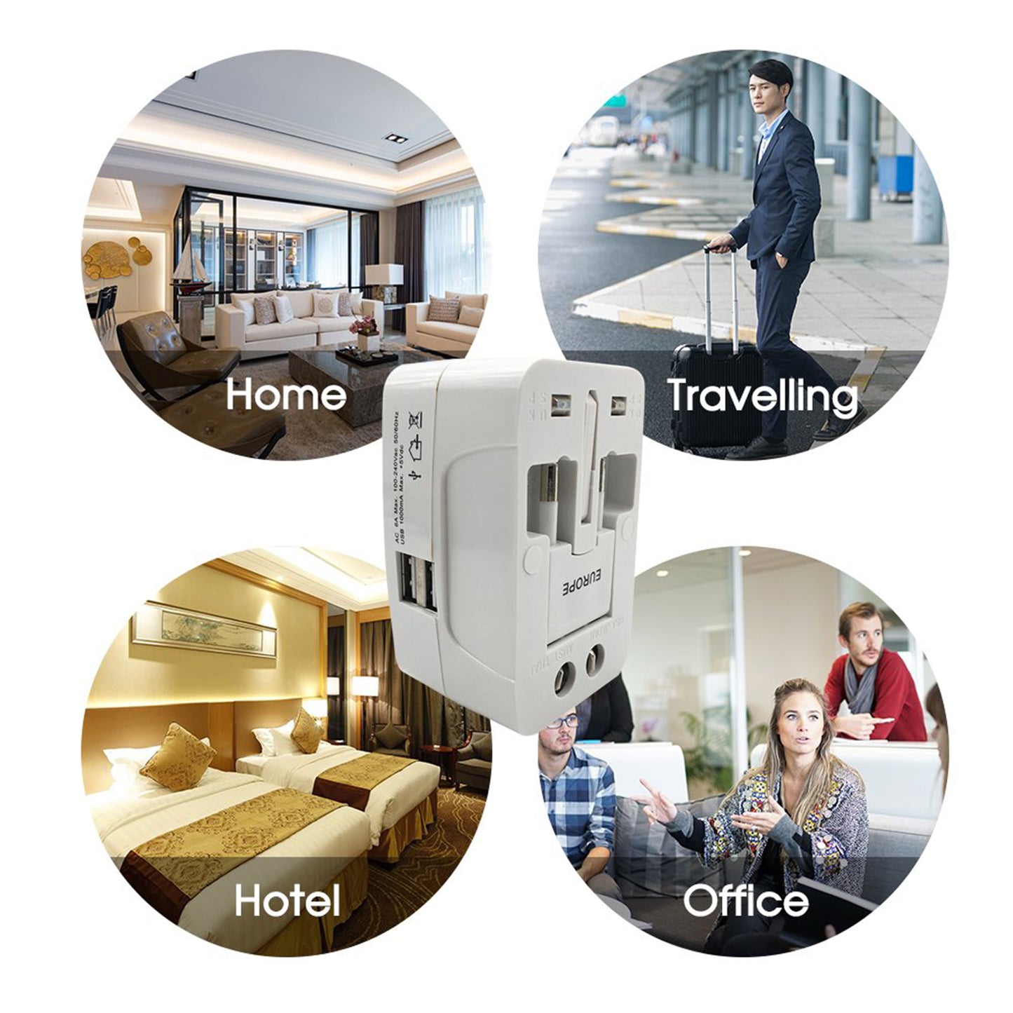 12671 All-in-one Universal Worldwide Travelling Ac Adaptor Plug (Au Uk Us Eu) International Power Charger Electric Usb Power Plug Socket Adapter Converter (1 Pc)