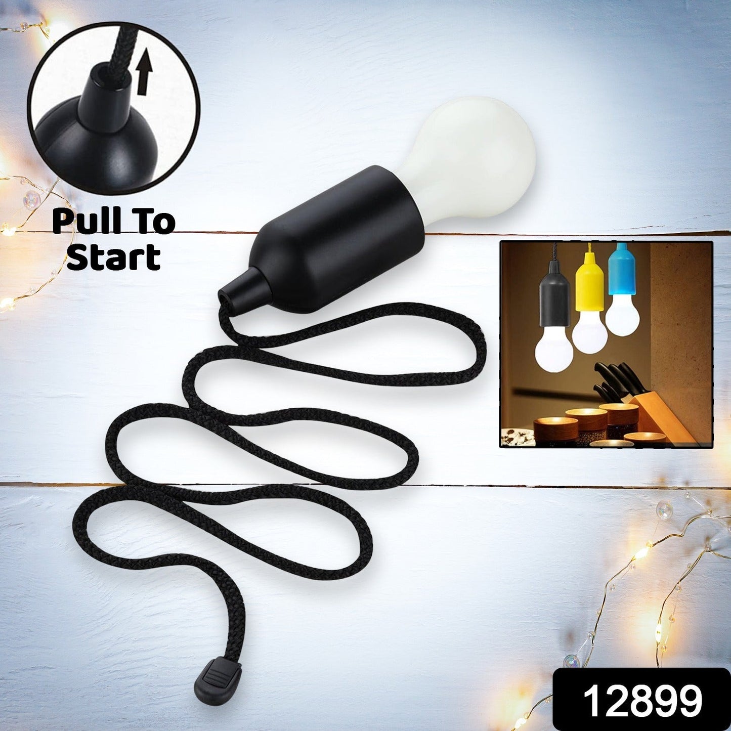 LED Pull Cord Light Ã¢â‚¬â€œ Hanging Black LED Bulb (1 Pc)