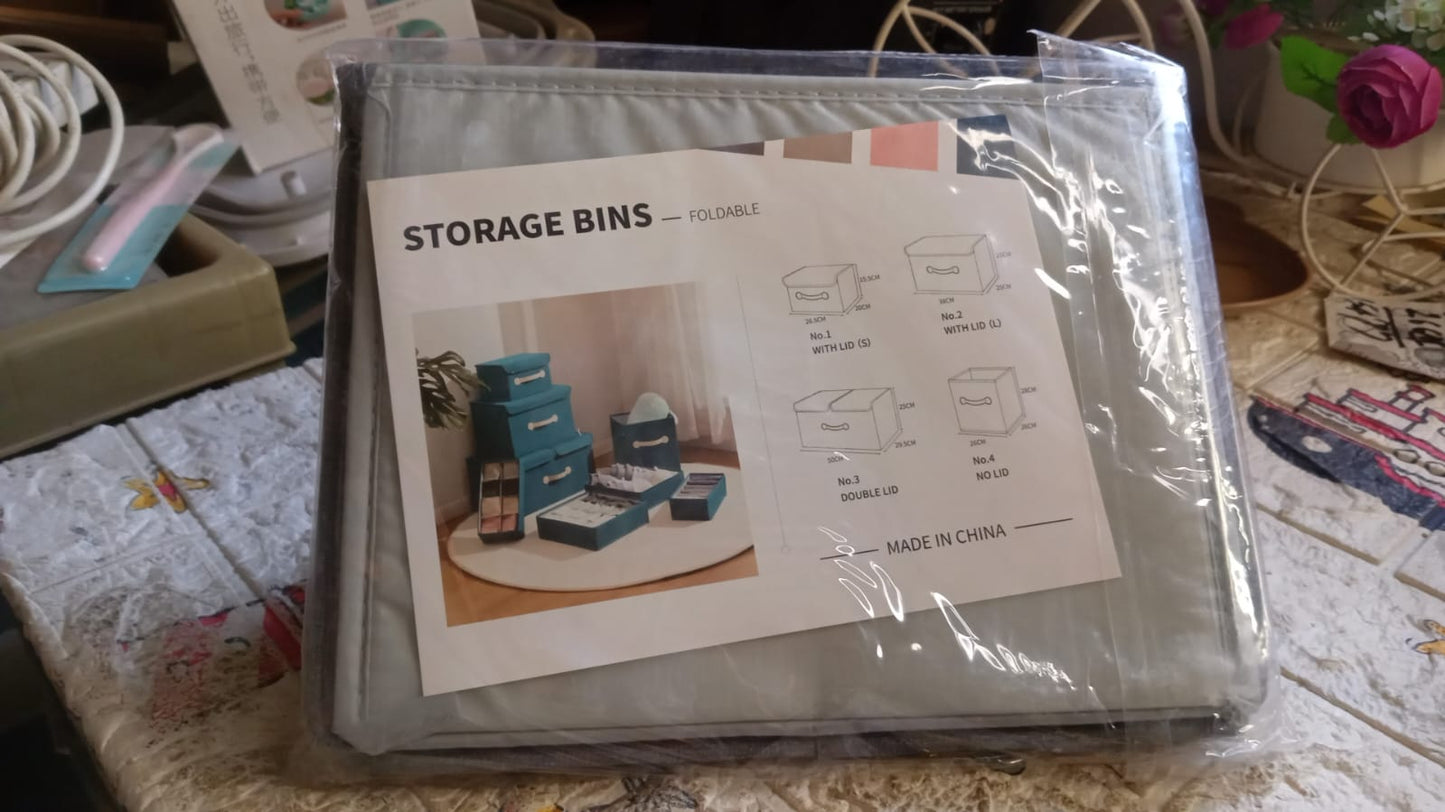 Small Foldable Storage Box With Lid And Handles, Cotton And Linen Storage Bins And Baskets Organizer For Nursery, Closet, Bedroom, Home (28Ãƒâ€”20Ãƒâ€”16 Cm / 1 pc)