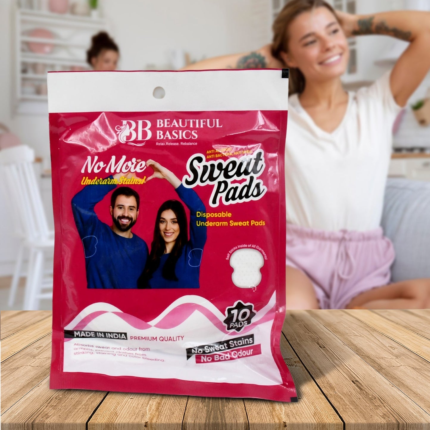 Underarms Sweat Pads Disposable Highly Absorbent Pads Cotton Anti-Allergic Anti Bacteria Anti Smell Underarm Perspiration Pad For Men And Women (Pack of 10)*2