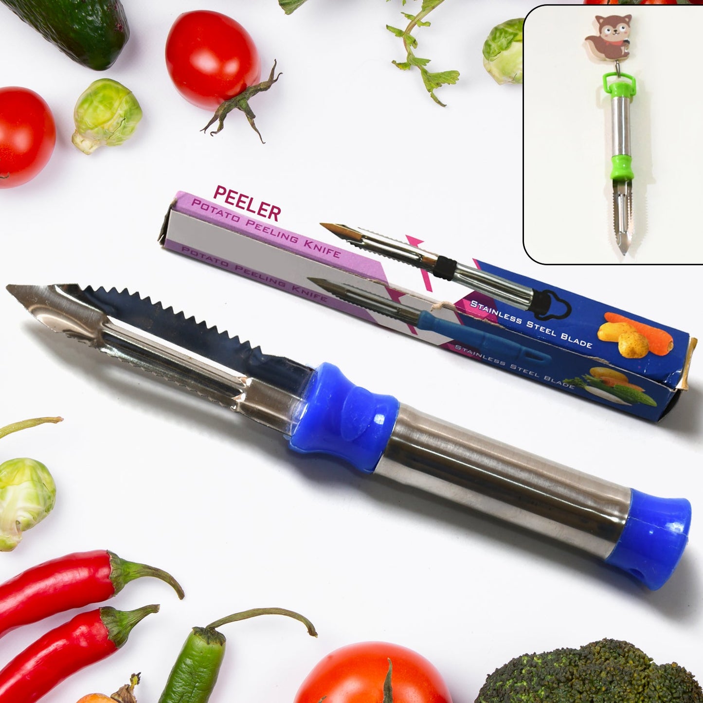 Stainless Steel 2-in-1 Vegetable Peeler - Multifunctional Grater with Hanging Ring (2 pc)