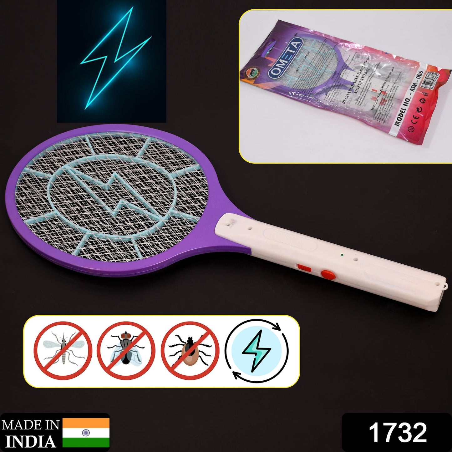 Rechargeable Mosquito Killer Racket Ã¢â‚¬â€œ Electric Fly Swatter (1 Pc, Quality Assured)