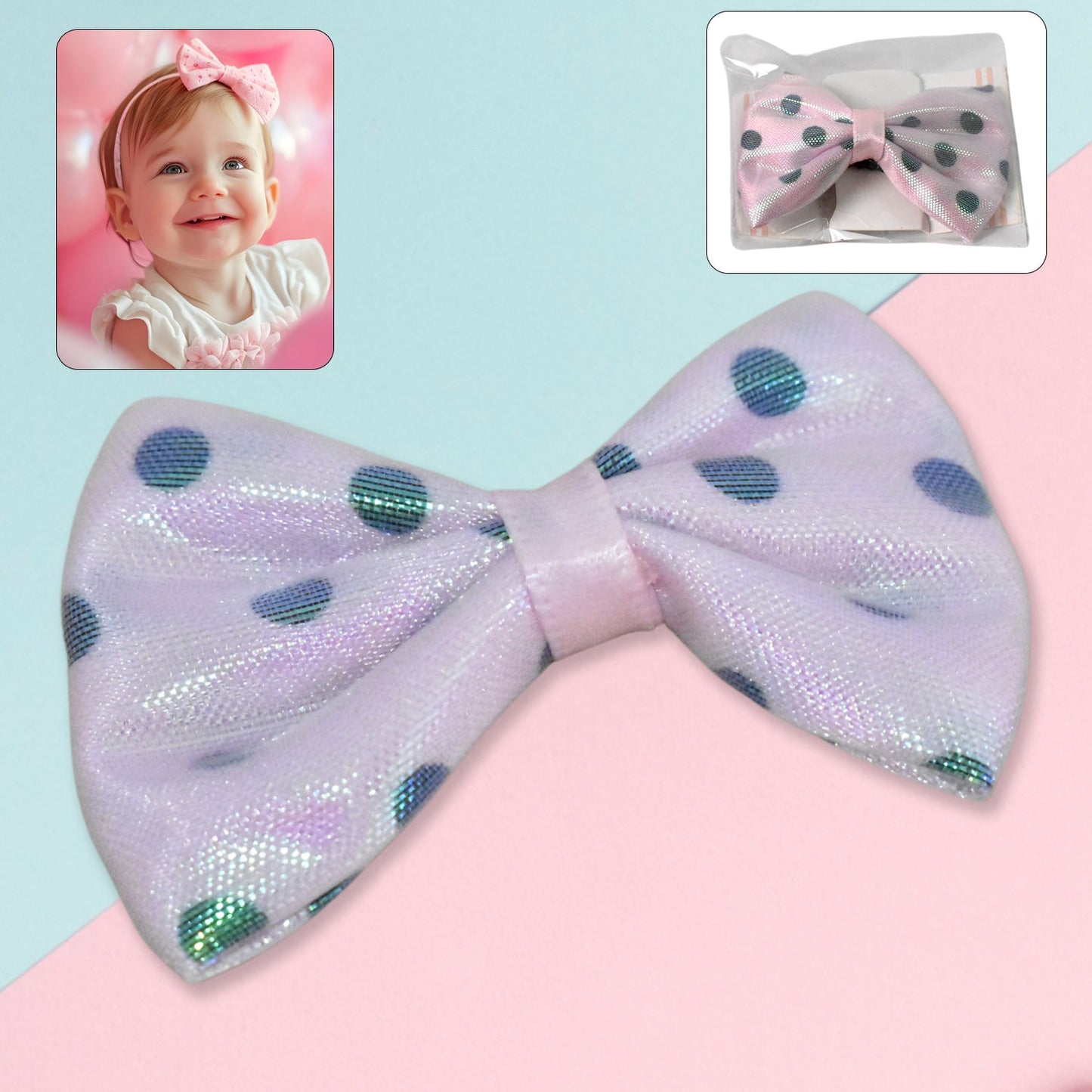 Hair Bow Knot Clip Suitable For Girls (2 Pc)