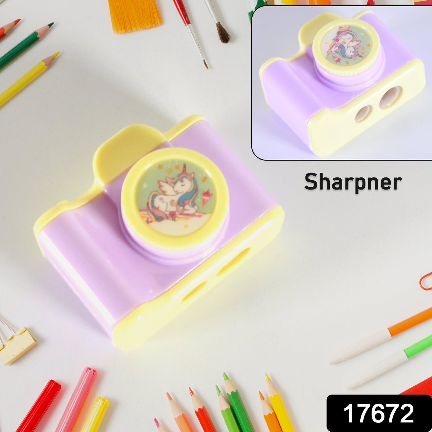 Camera Shape Pencil Sharpener Ã¢â‚¬â€œ Stylish & Lightweight Manual Sharpener for Kids & Office Use (1 Pc)