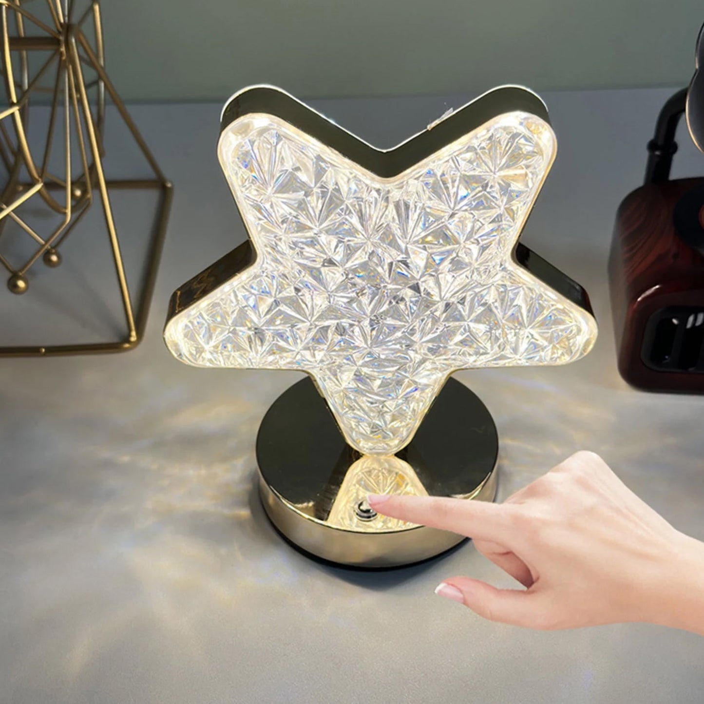 Star Crystal Diamond Touch Lamp Ã¢â‚¬â€œ USB Rechargeable, 3-Way Dimmable