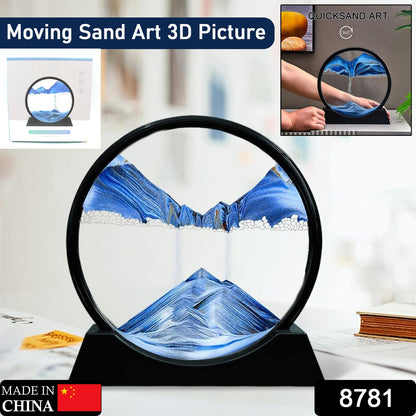 3D Moving Sand Art Ã¢â‚¬â€œ Liquid Motion Deep Sea Sandscape with Round Glass Frame (1 Pc)