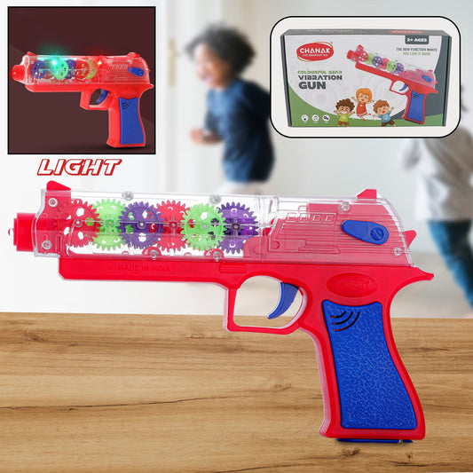 Plastic Gear Simulation Laser Toy Gun Ã¢â‚¬â€œ 3D Lights, Music & Rotating Gear (1 Pc, 3+ Years)