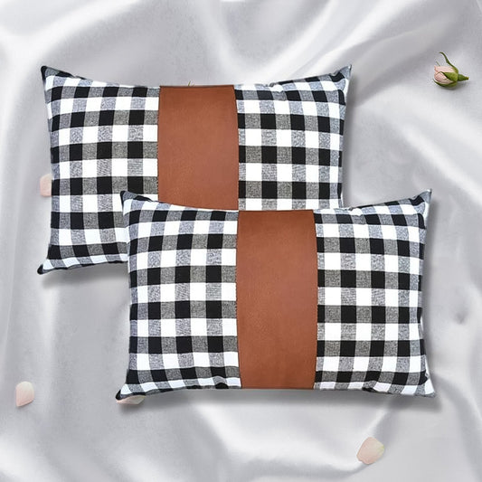Pillow Covers, Leather & Cotton Cushion Covers (17 Ãƒâ€” 17 Inch / 1 Pair / 2 Pc)