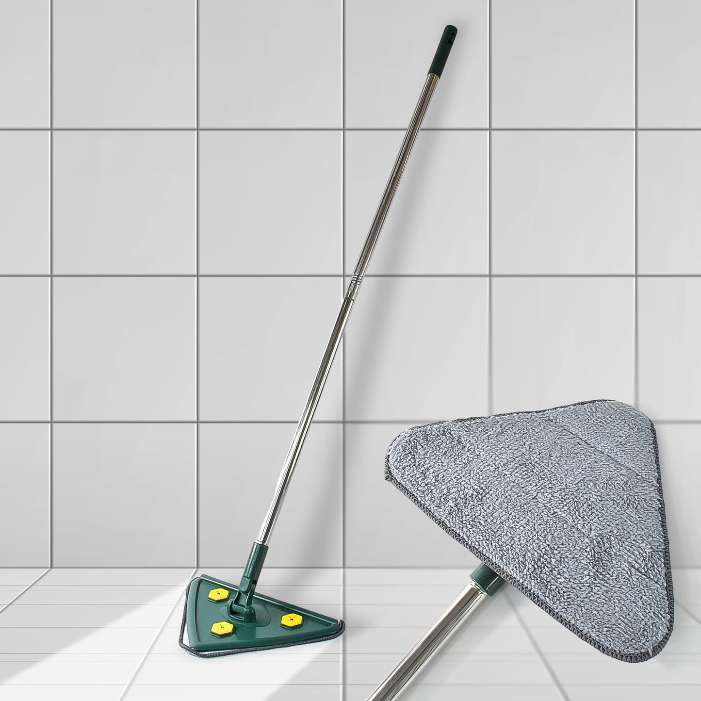 2-in-1 Extendable Triangle Mop Ã¢â‚¬â€œ Retractable, 360Ã‚Â° Rotating, Telescopic & Reusable Mop Heads (1 Pc)
