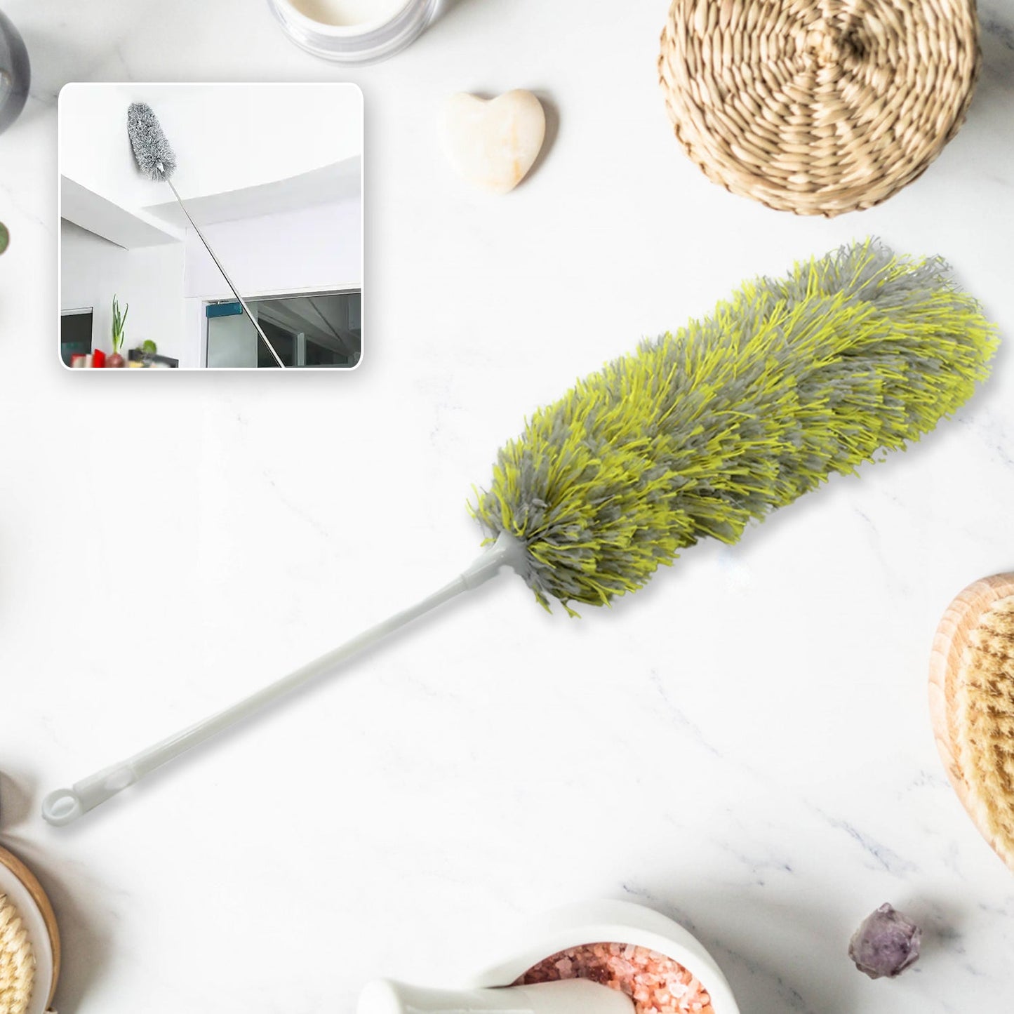 Long Handle Microfiber Duster Ã¢â‚¬â€œ Extendable & Washable Cleaning Tool for Home, Car & Office (62cm)