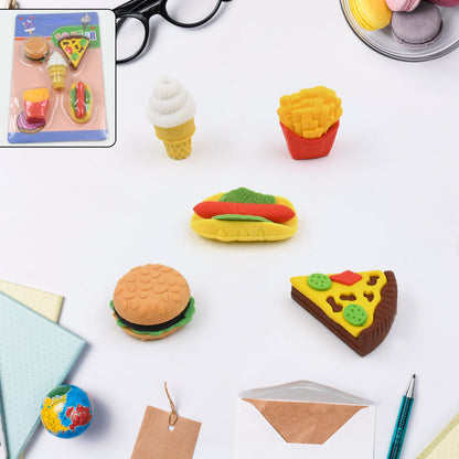 3D Food Fancy & Colorful Erasers Ã¢â‚¬â€œ Cute Novelty Eraser Set for Kids & School Prize (1 Set / Mix Design & Color)