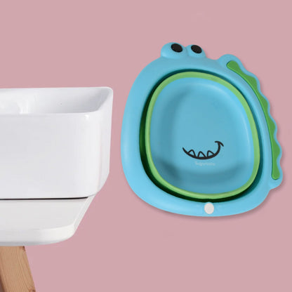 Frog Shape Wash Basin, Space Saving Multi Function Foldable Baby Wash basin Easy Clean Lightweight Thicken for Washing Face for Home (33Ãƒâ€”31Cm / 1 pc)