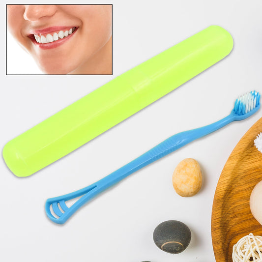 2-in-1 Soft Toothbrush & Tongue Cleaner for All Ages (2 Pc, With Cover)