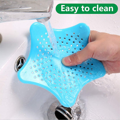 Star Shape Suction Cup Kitchen Bathroom Sink Drain Strainer Hair Stopper Filter, Star Shaped Sink Filter Bathroom Hair Catcher, Drain Strainers Cover Trap Basin (2 Pc)