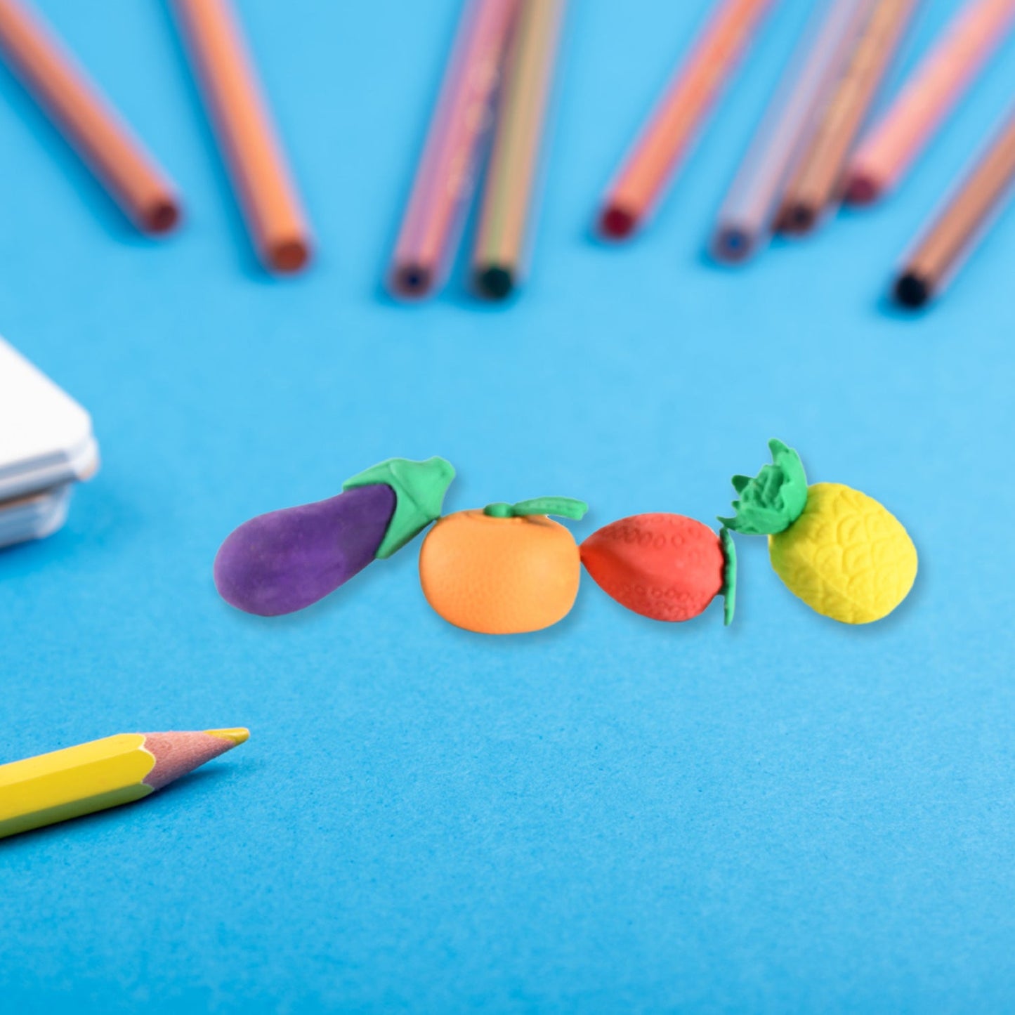 Mini Cute Veg & Fruit Erasers Ã¢â‚¬â€œ 3D Colorful Eraser Set for Kids (4 Pc)