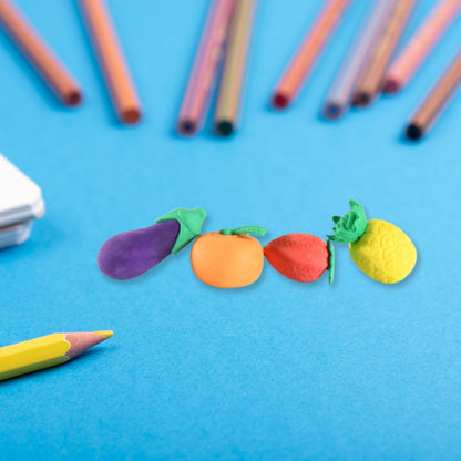 Mini Cute Veg & Fruit Erasers Ã¢â‚¬â€œ 3D Colorful Eraser Set for Kids (4 Pc)