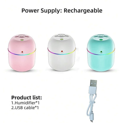 Portable Mini USB Humidifier with Light, Cool Mist & Essential Oil Diffuser (250ML)