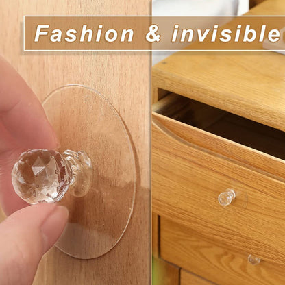 Clear Diamond Crystal Cabinet Knob & Pull Handle (4 Pc)