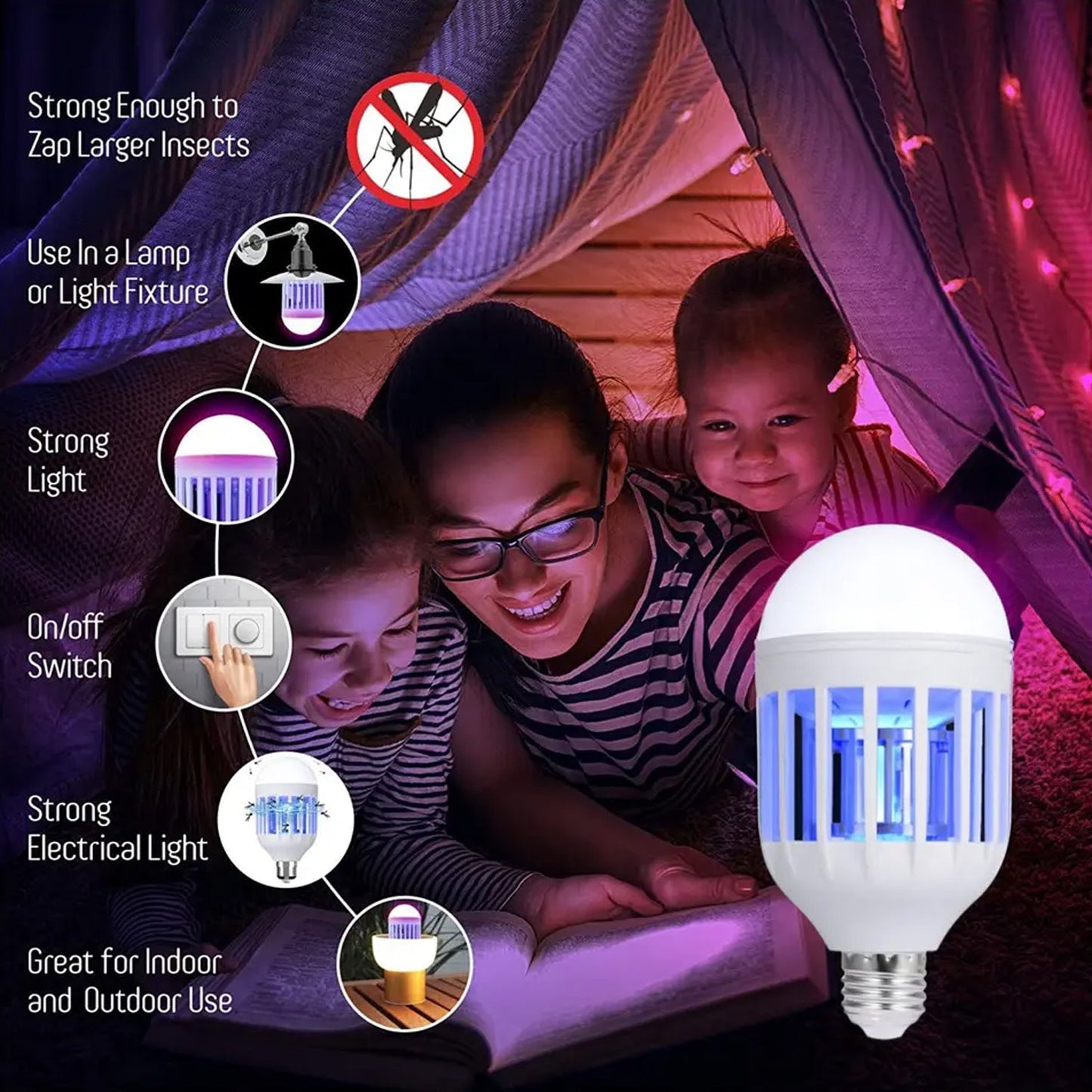 15W Mosquito Killer Lamp Ã¢â‚¬â€œ E27 LED Zapper for Flying Insects & Moths