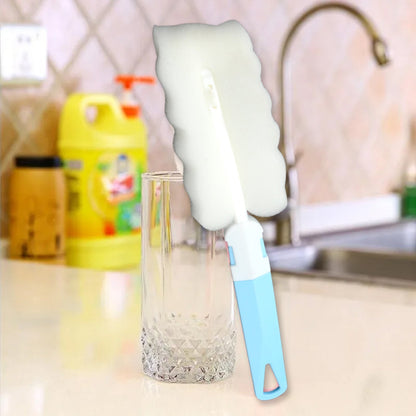 Sponge Cleaning Brush Kitchen Tool Bottle Soft Brush for Dishes| Cleaning Brush Cleaner with Plastic Long Handle, Soft Dish Washing Foam Cleaning Brushes For Cups Mugs Kettles Wine Glasses and Baby Bottles (3 Pc)