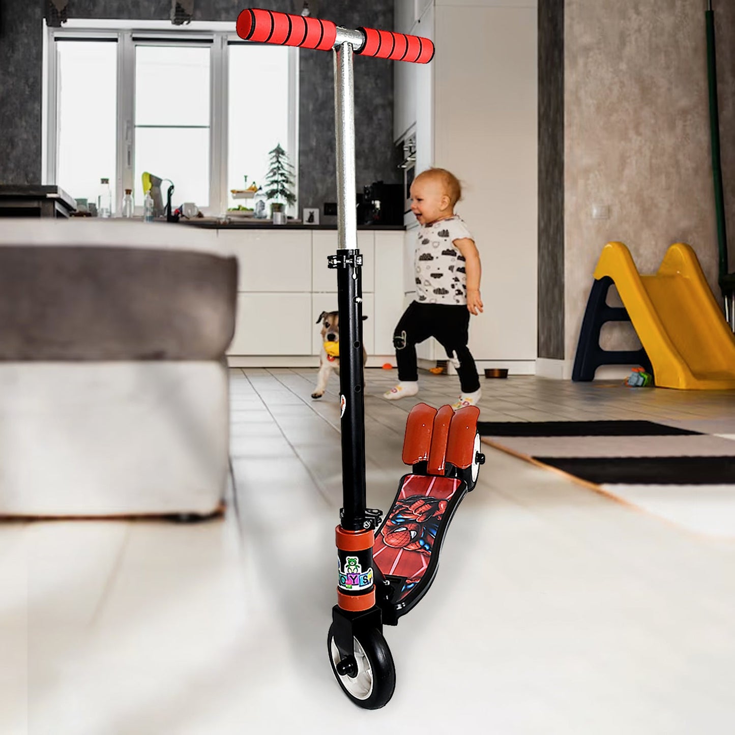 Basic Kids Ride On Leg Push Scooter for Boys and Girls (4 - 8 Years Old Kids) Foldable Scooter Cycle with Height Adjustment for Boys and Girls Multicolor (1 Pc / 3 Wheel)Ã‚Â 