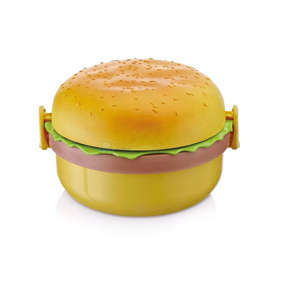 Burger Shape Lunch Box Ã¢â‚¬â€œ Double Layer 1000ml Food Container with 2 Spoons for Kids