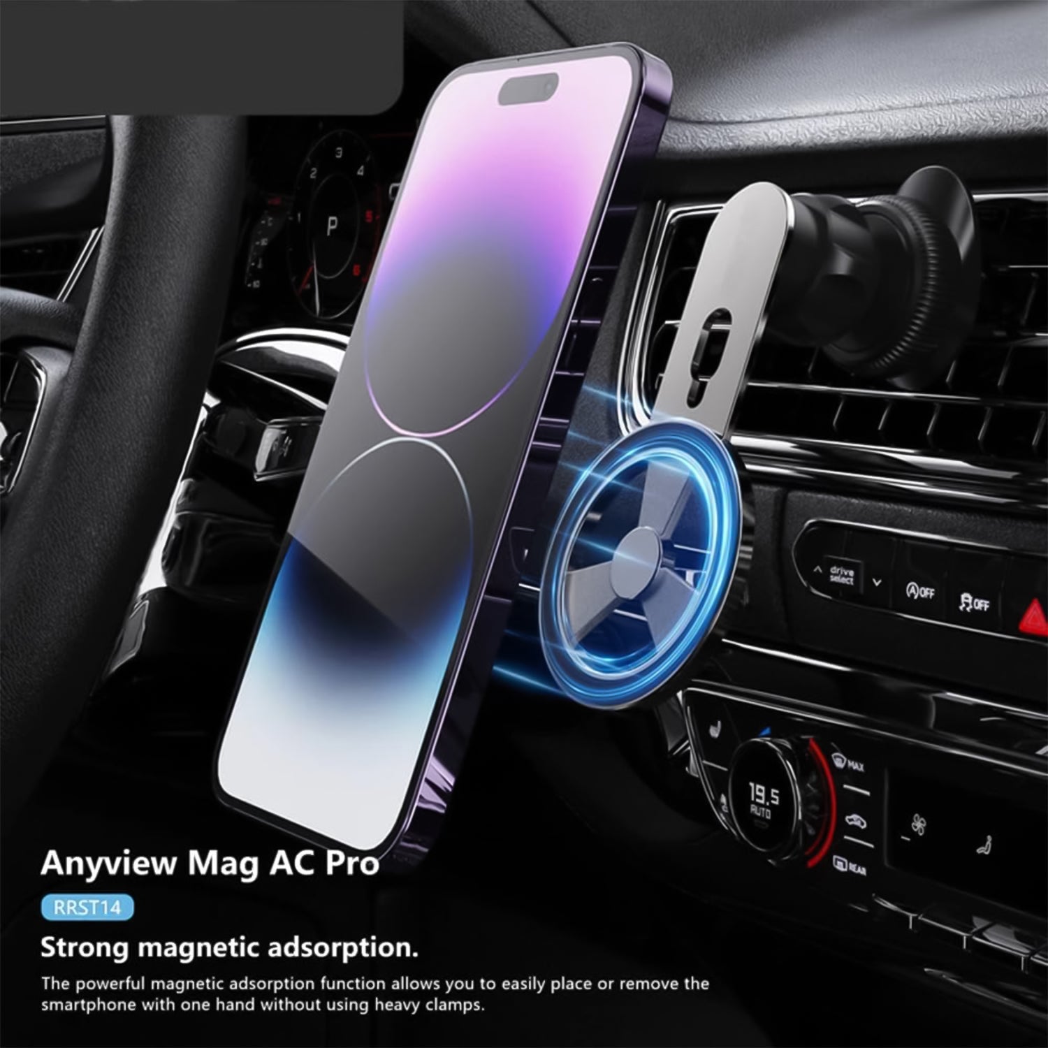 Magnetic Phone Holder with 360Â° Rotation for Car Vent