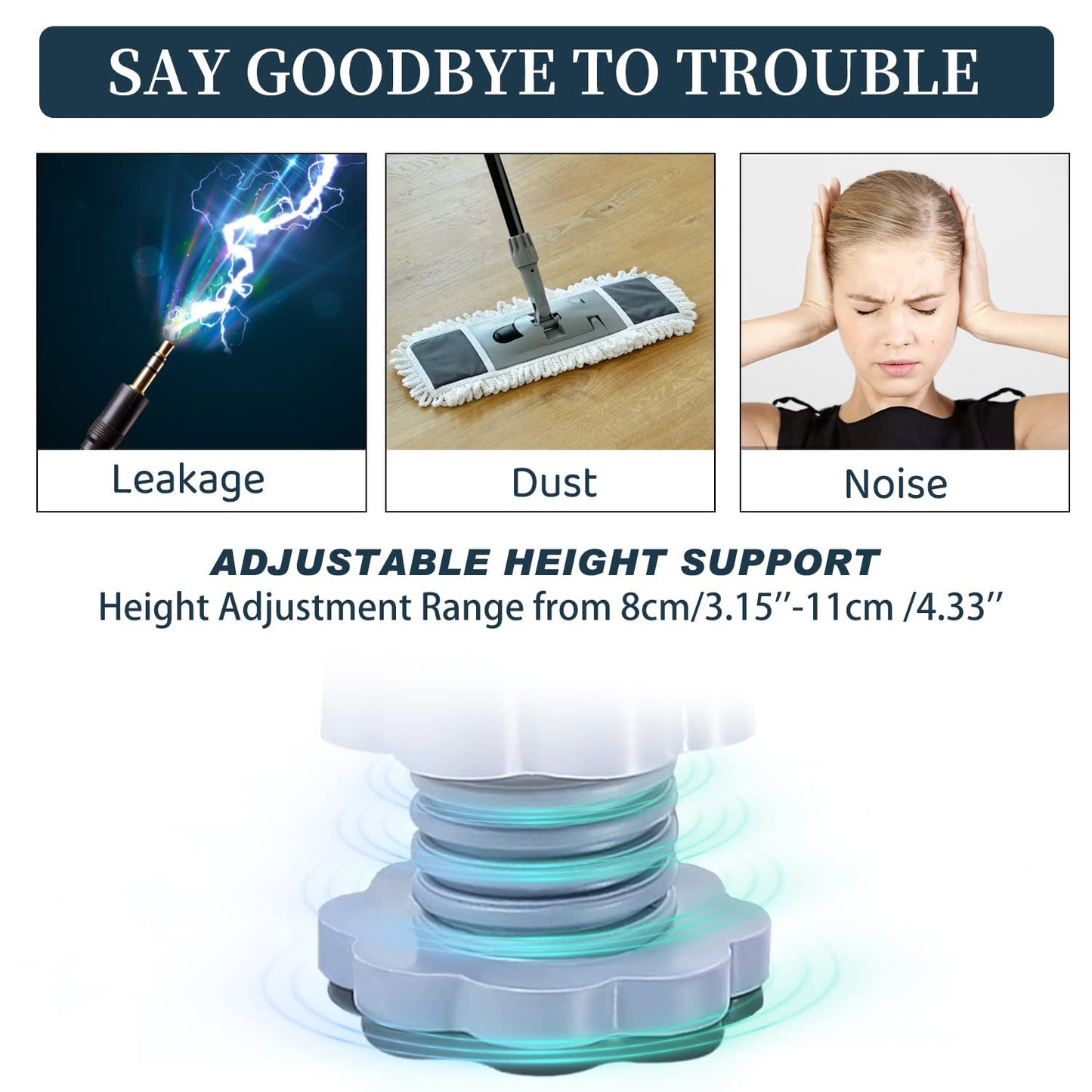 Adjustable Anti-Vibration Washing Machine Support Stand Ã¢â‚¬â€œ Non-Slip PVC Lifting Stand (4 Pc Set)