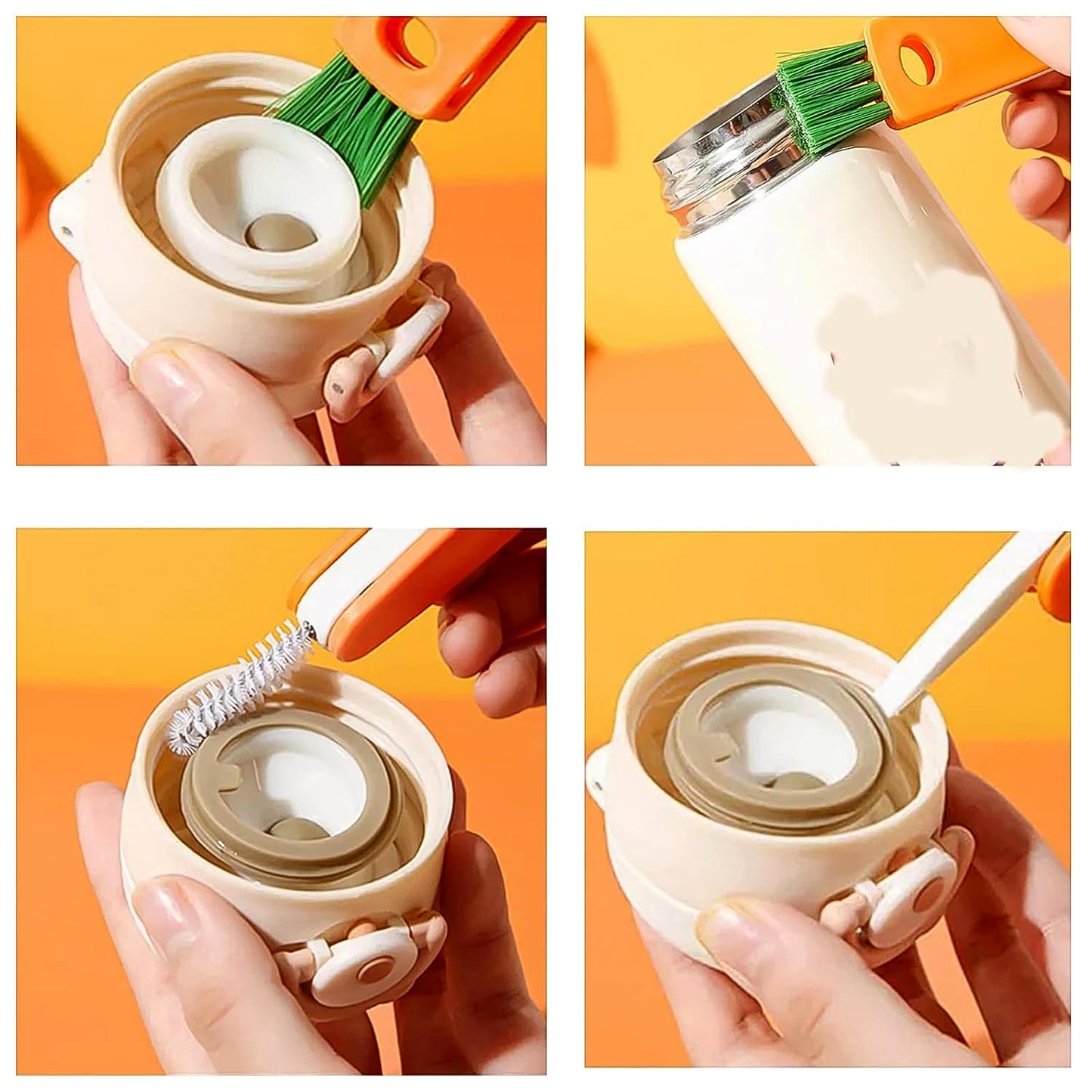 3-in-1 Multifunctional Cleaning Brush Set Ã¢â‚¬â€œ Mini Bottle, Cup & Lid Cleaner (1 Pc)