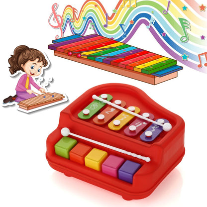 2 in 1 Baby Piano Xylophone Toy for Toddlers, 5 Multicolored Key Keyboard Xylophone Piano, Preschool Educational Musical Learning Instruments Toy for Baby Kids Girls Boys 3+ YearsÃ‚Â (1 Pc)