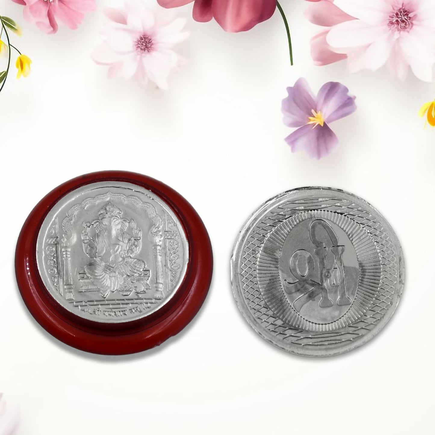 Ganesh Ji, Silver color Coin for Gift & Pooja | Silver Coin | Silver Coin / Diwali Gift (3 Pc / (Metal is not silver)