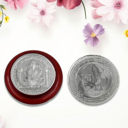 Ganesh Ji, Silver color Coin for Gift & Pooja | Silver Coin | Silver Coin / Diwali Gift (3 Pc / (Metal is not silver)
