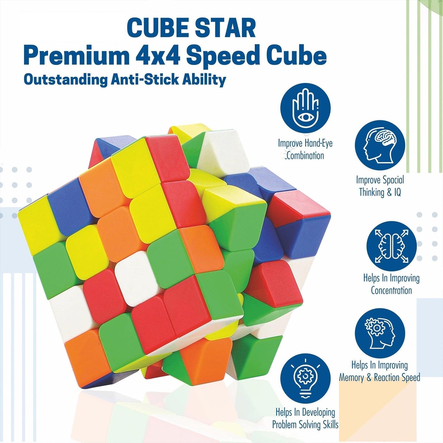 Small Puzzles Cubes 4Ãƒâ€”4Ãƒâ€”4 High Speed Sticker Less Magic Cube Game, Kids and Professionals Magic Cube Puzzle Toy, Pack of 1, 8+ Years