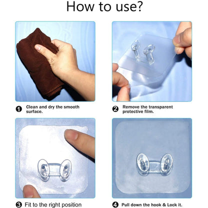 Transparent Self-Adhesive Wall Hook Ã¢â‚¬â€œ Drill-Free, Waterproof & Oil-Proof for Toothbrush, Socket (5 Pc)