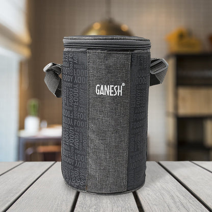 Ganesh 4In1Ã‚Â Tiffin Box-Lunch Box | 3 Stainless Steel Containers 300 Ml Approx & Plastic Salad Container 200 Ml Approx| Plastic lid Box | Round Zip Bag | Leak Proof | Microwave SafeÃ‚Â for Office, College and School for Men, WomenÃ‚Â 