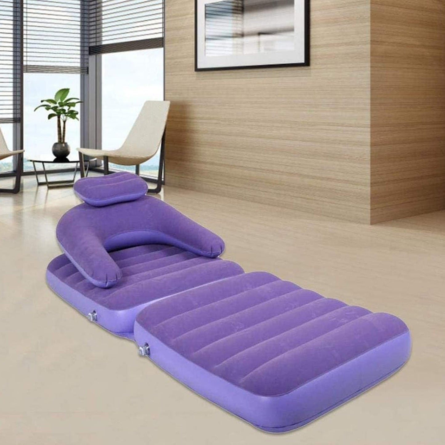 2 in 1 Air Mattress & Lounger, Portable Inflatable Mattress Air Sofa With Air Hand Pump (175Ãƒâ€”75 cm)